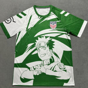 Unisex USA Soccer Team x Naruto Green Soccer Jersey for Soccer and Animation Fans
