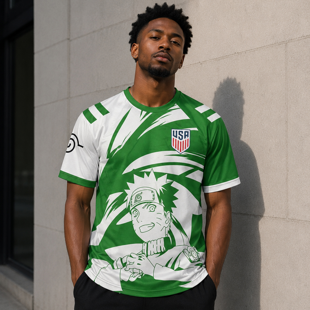 Unisex USA Soccer Team x Naruto Green Soccer Jersey for Soccer and Animation Fans 3 Unisex USA Soccer Team x Naruto Green Soccer Jersey for Soccer and Animation Fans - Image 3