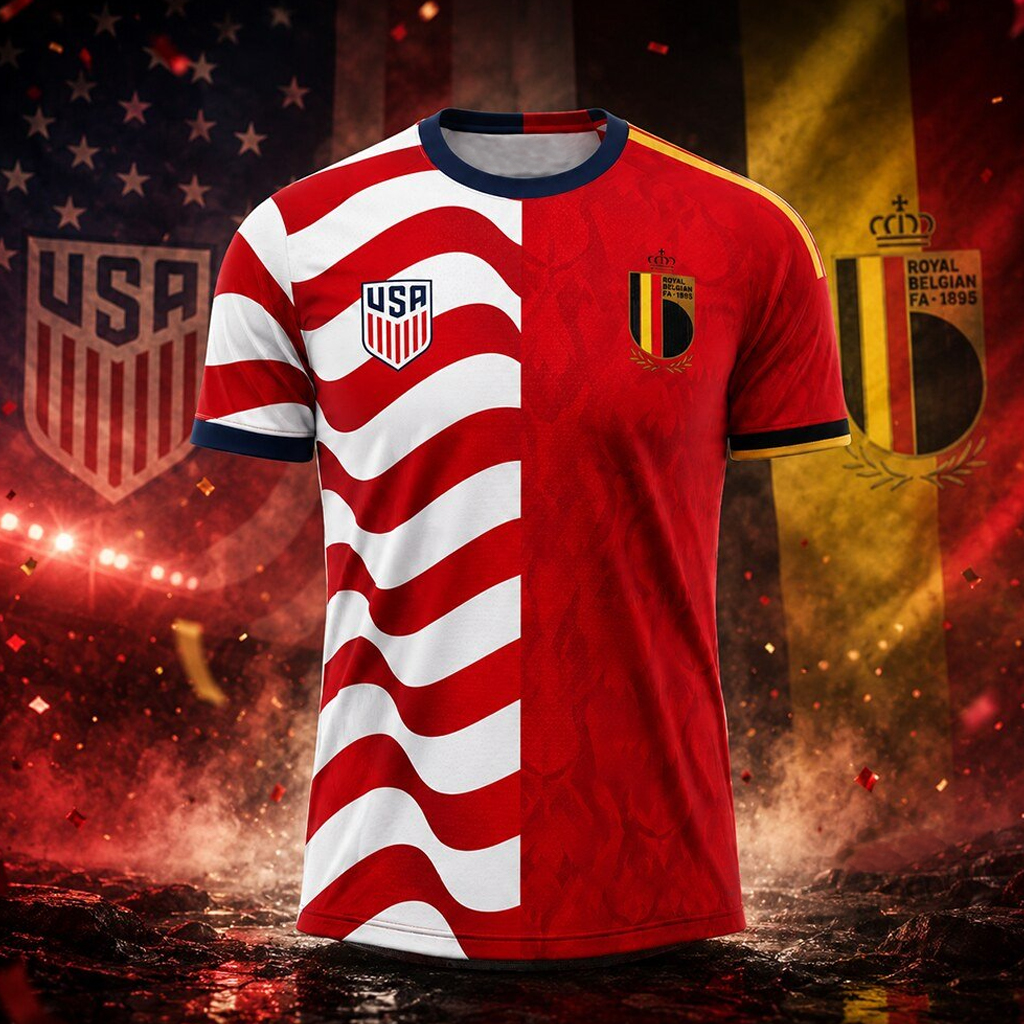 Unisex USA Vs Belgium Global Soccer Event 2026 Graphic Shirt for Soccer Fans 2 Unisex USA Vs Belgium Global Soccer Event 2026 Graphic Shirt for Soccer Fans - Image 2