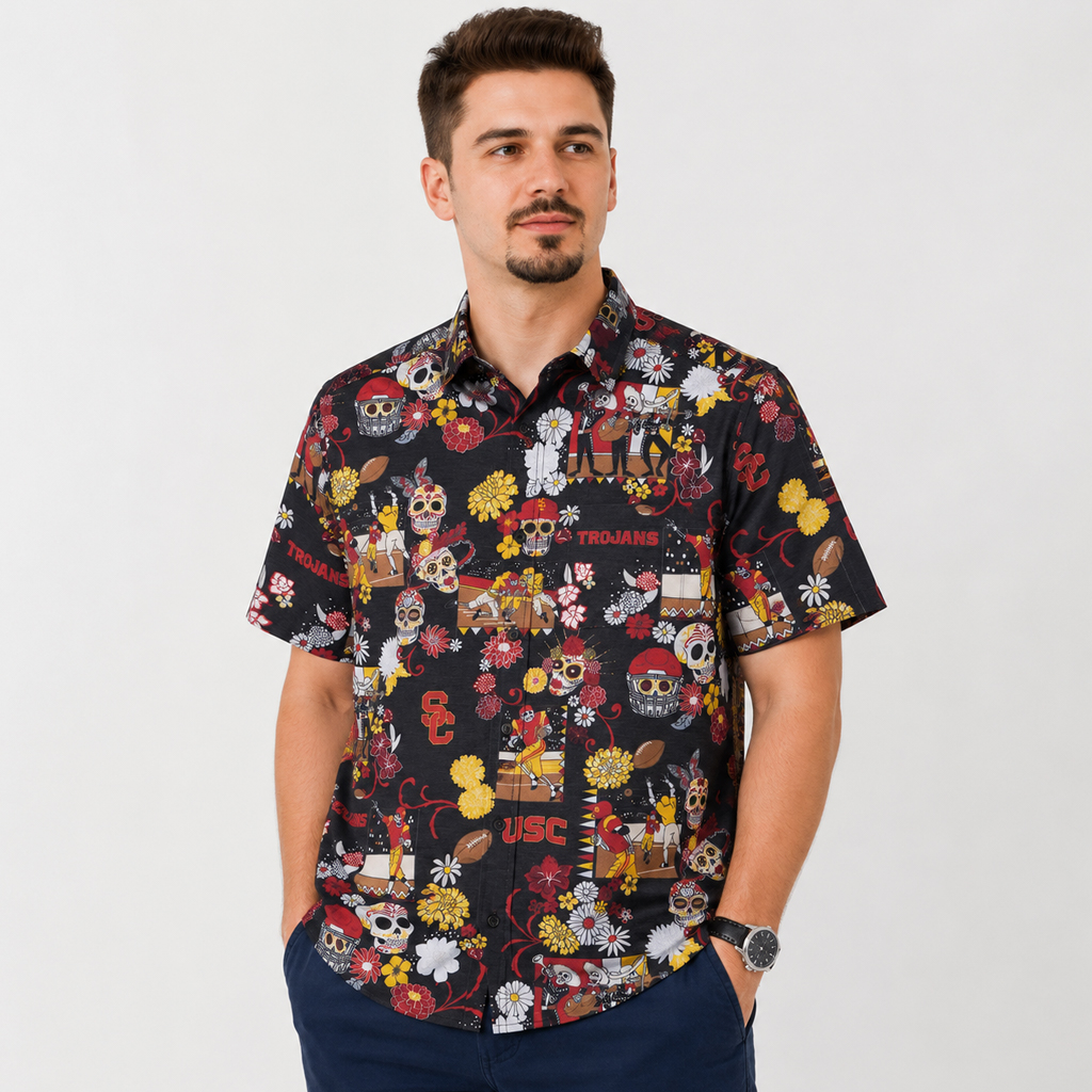 Unisex University of Southern California Día de los Muertos Performance 2026 Hawaiian Shirt for College Fans 2 Unisex University of Southern California Día de los Muertos Performance 2026 Hawaiian Shirt for College Fans - Image 2