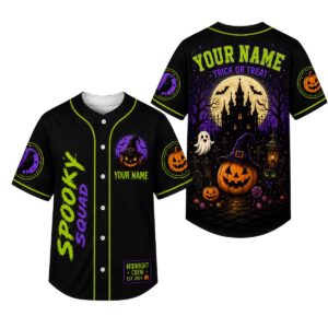 Custom Name And Number Spooky Squad Pumpkin Witch 2026 Halloween Baseball Jersey for Baseball Fans