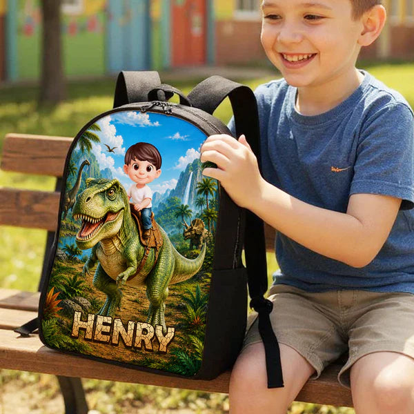 Custom Printed T-Rex Jungle Adventure Backpack for Students with Personalized Name 5 Custom Printed T-Rex Jungle Adventure Backpack for Students with Personalized Name - Image 5