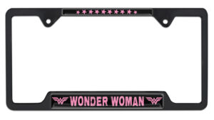 Wonder Woman Pink Open Corners Black 2026 License Plate Frame