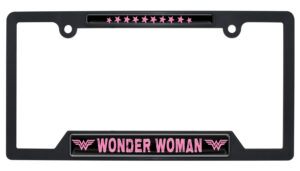 Wonder Woman Pink Black Open Corners 2026 License Plate Frame