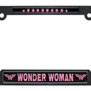 Wonder Woman Pink Black Open Corners 2026 License Plate Frame