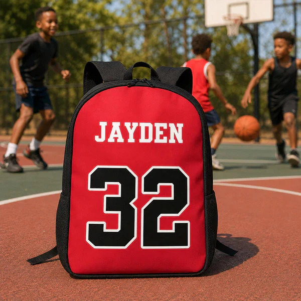 Unique Personalized Backpack Red Athletic Jersey Style for Students and Athletes with Custom Name and Number 2 Unique Personalized Backpack Red Athletic Jersey Style for Students and Athletes with Custom Name and Number - Image 2