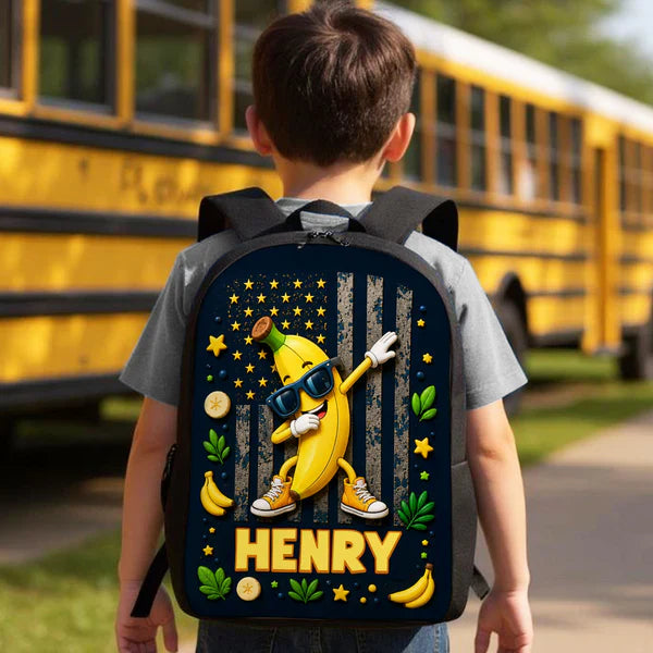 Custom Printed Strawberry and Banana Cartoon Backpack for Students with Personalized Name 3 Custom Printed Strawberry and Banana Cartoon Backpack for Students with Personalized Name - Image 3