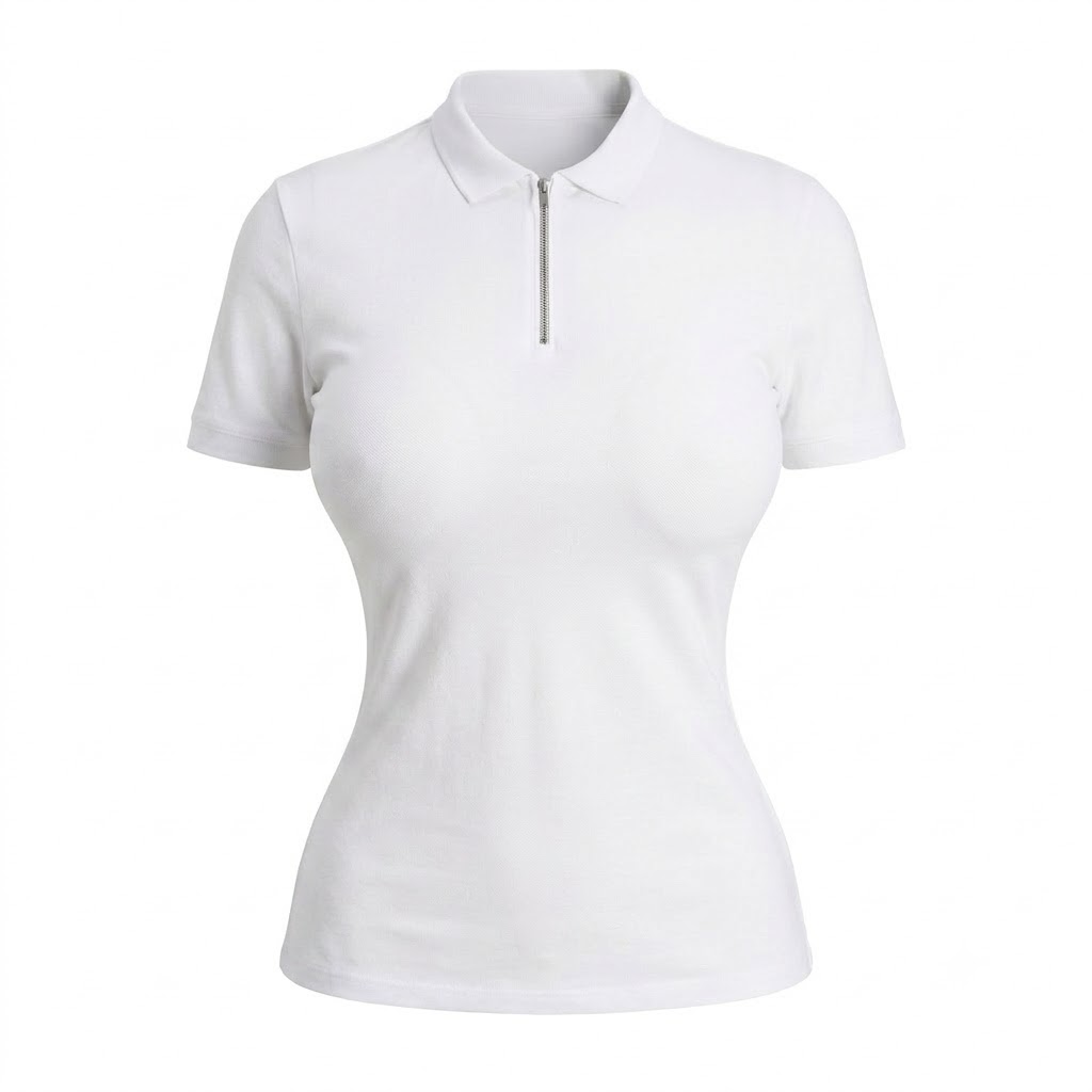 All-Over-Print Women Zip Polo Shirt (Custom-Made) 1 All-Over-Print Women Zip Polo Shirt (Custom-Made)