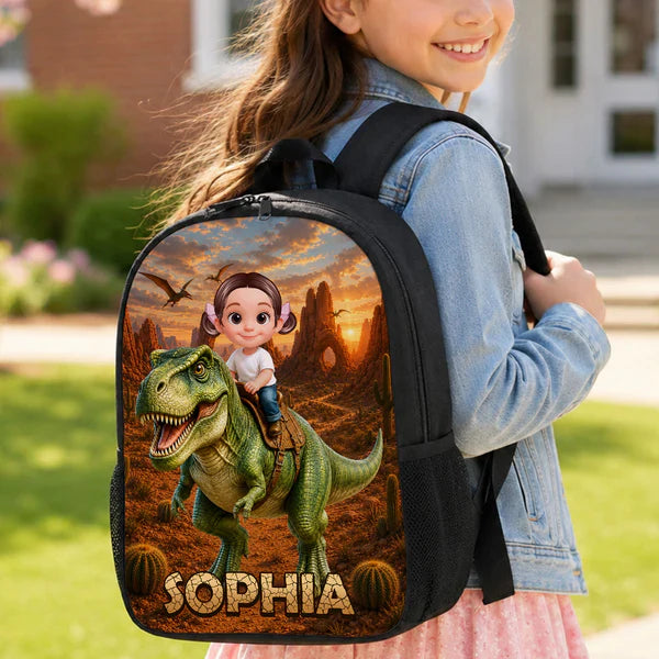 Custom Printed T-Rex Jungle Adventure Backpack for Students with Personalized Name 6 Custom Printed T-Rex Jungle Adventure Backpack for Students with Personalized Name - Image 6