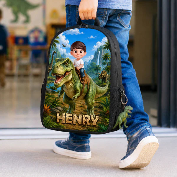 Custom Printed T-Rex Jungle Adventure Backpack for Students with Personalized Name 4 Custom Printed T-Rex Jungle Adventure Backpack for Students with Personalized Name - Image 4