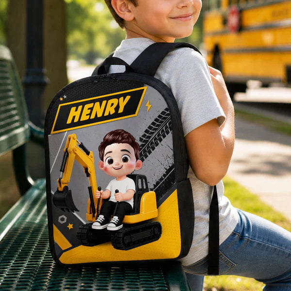 Custom Printed Excavator Ride Backpack for Students and Daycare with Personalized Name 7 Custom Printed Excavator Ride Backpack for Students and Daycare with Personalized Name - Image 7