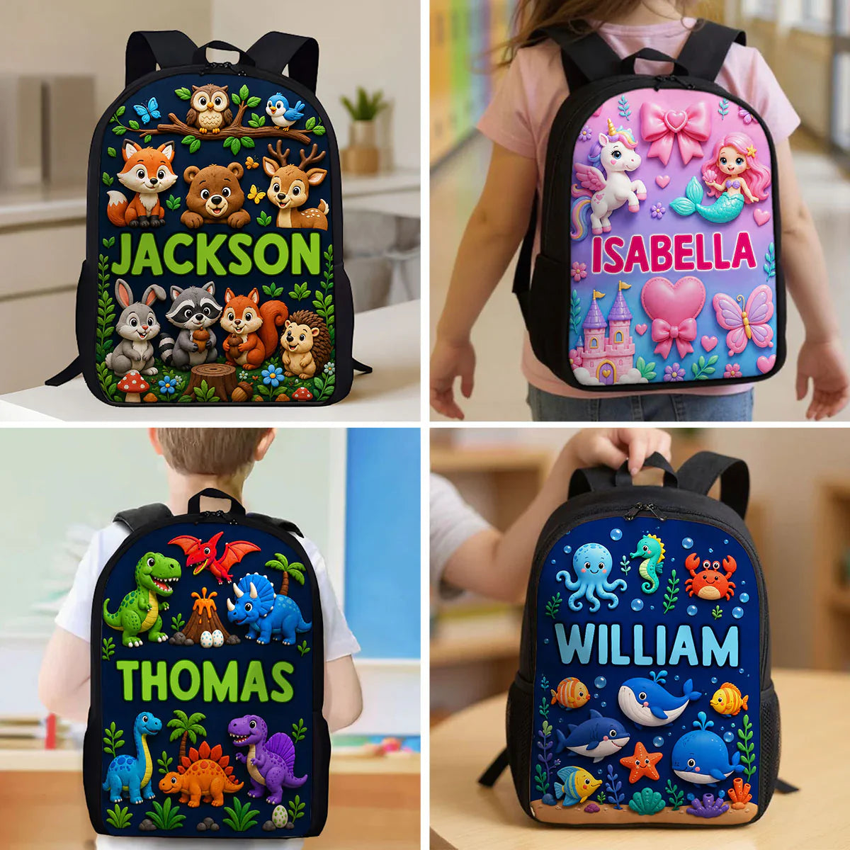 Custom Printed Cute Animal Prints Backpack for Students and Daycare with Personalized Name 2 Custom Printed Cute Animal Prints Backpack for Students and Daycare with Personalized Name - Image 2