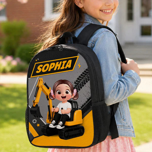 Custom Printed Excavator Ride Backpack for Students and Daycare with Personalized Name 8 Custom Printed Excavator Ride Backpack for Students and Daycare with Personalized Name - Image 8