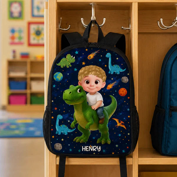 Custom Printed Dinosaur Space and Jungle Art Backpack for Students with Personalized Name 2 Custom Printed Dinosaur Space and Jungle Art Backpack for Students with Personalized Name - Image 2