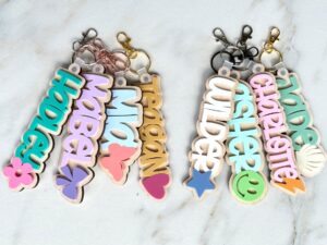Custom 3D Layered Wood Name Keychain for Daily Totes with Custom Charm