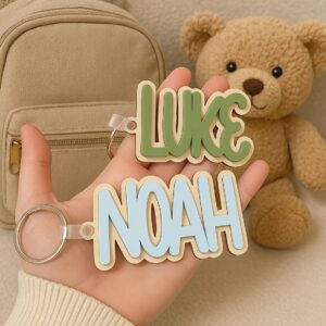 Custom 3D Layered Minimalist Name Keychain for Everyday Backpacks and Diaper Bags