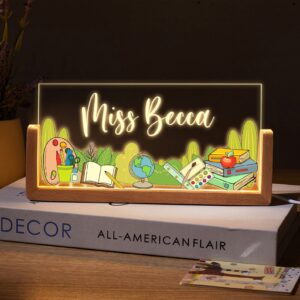 Personalized Teacher Name Sign - LED Illuminated Art Supplies Globe Desk Lamp