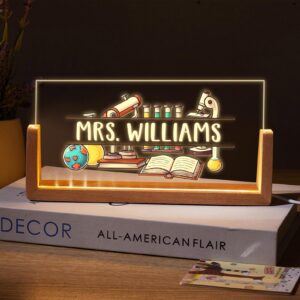 Personalized Science Lab Teacher Desk Name Plate with LED Base