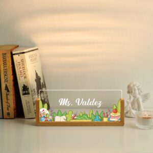 Personalized Classroom Garden Teacher Desk Name Plate with LED Base