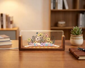 Personalized Wildflower Teacher Led Desk Name Plate