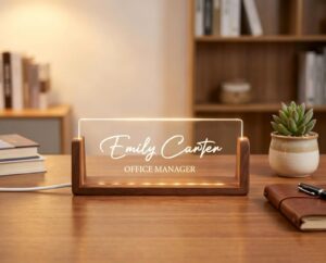 Personalized Minimalist Led Desk Name Plate