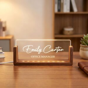 Personalized Name Sign - LED Illuminated Minimalist Desk Lamp