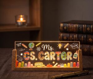 Personalized Colorful Pencil Teacher Led Desk Name Plate