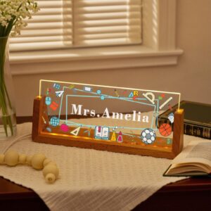 Personalized School Supplies Teacher Desk Name Plate with LED Base