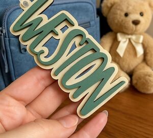 Custom 3D Layered Script Acrylic Bag Tag for Everyday Backpacks and Diaper Bags