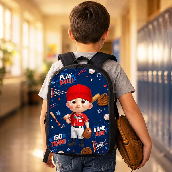 Custom Printed Play Ball Baseball Backpack for Students and Athletes with Personalized Name 4 Custom Printed Play Ball Baseball Backpack for Students and Athletes with Personalized Name - Image 4