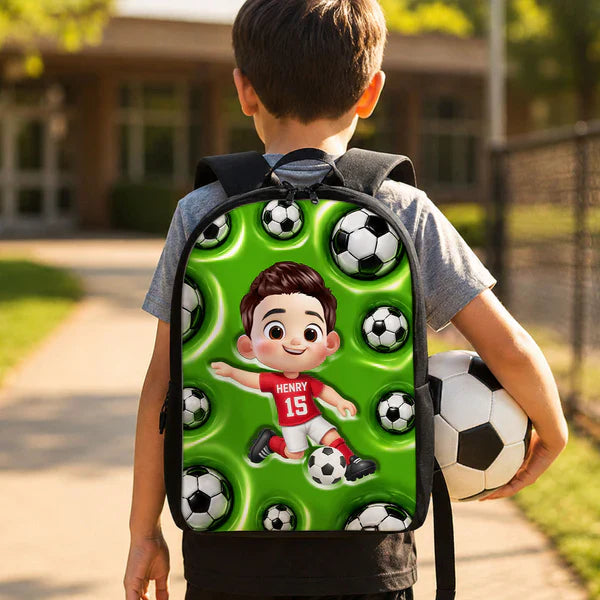 Custom Printed Soccer Player Backpack for Students and Athletes with Personalized Name 3 Custom Printed Soccer Player Backpack for Students and Athletes with Personalized Name - Image 3