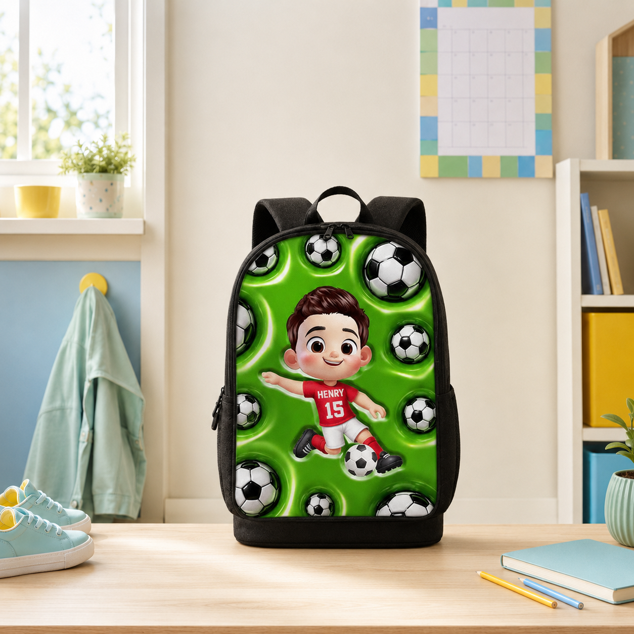 Custom Printed Soccer Player Backpack for Students and Athletes with Personalized Name 1 Custom Printed Soccer Player Backpack for Students and Athletes with Personalized Name