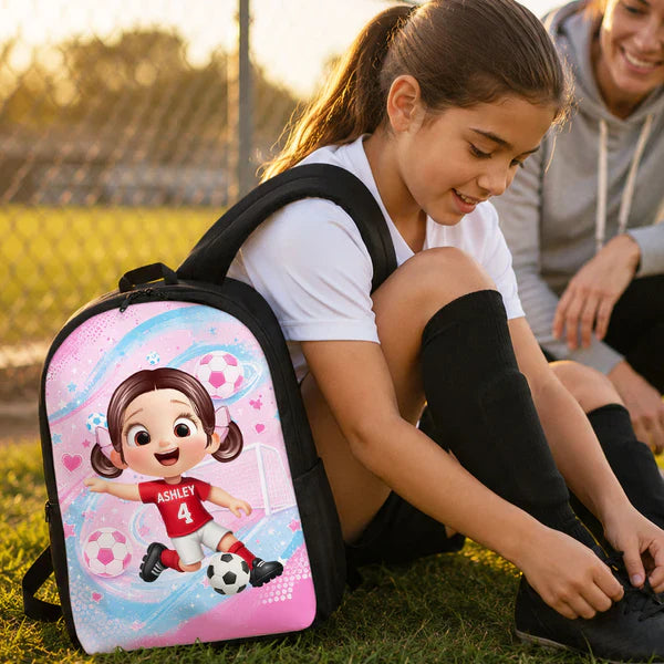 Custom Printed Soccer Space Cartoon Backpack for Students with Personalized Name 3 Custom Printed Soccer Space Cartoon Backpack for Students with Personalized Name - Image 3