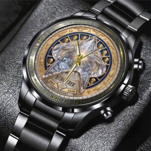 Star Trek 60th Anniversary Black Stainless Steel Watch with Gold Accents For Sci-Fi Fans
