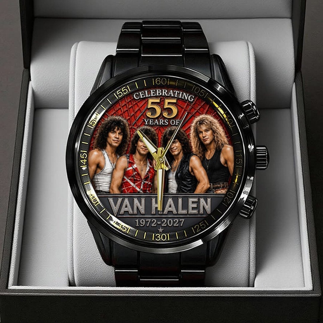 Van Halen 55th Anniversary Black Stainless Steel Watch for Rock Music Fans 1 Van Halen 55th Anniversary Black Stainless Steel Watch for Rock Music Fans