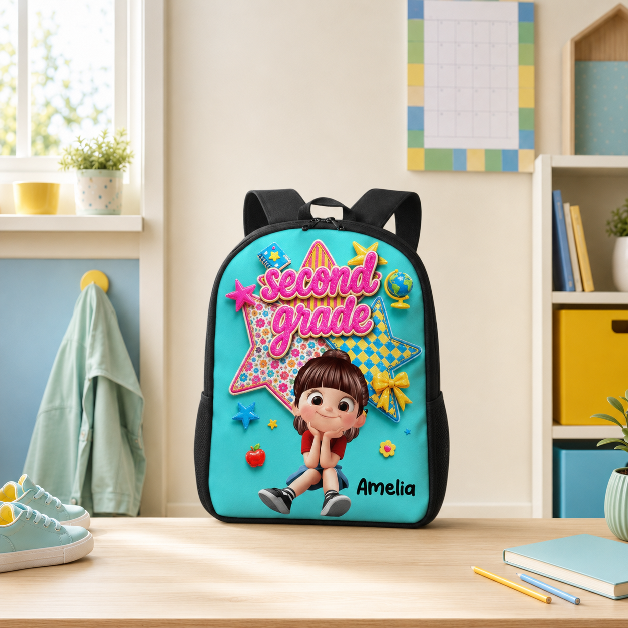 Custom Printed Cute Cartoon Student Backpack for School with Personalized Name 1 Custom Printed Cute Cartoon Student Backpack for School with Personalized Name