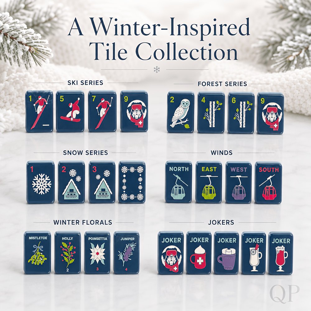 Blue Winter Ski American Mahjong Set - 160 Acrylic Tiles, Mat, Storage Bag & Accessories 5 Blue Winter Ski American Mahjong Set - 160 Acrylic Tiles, Mat, Storage Bag & Accessories - Image 5