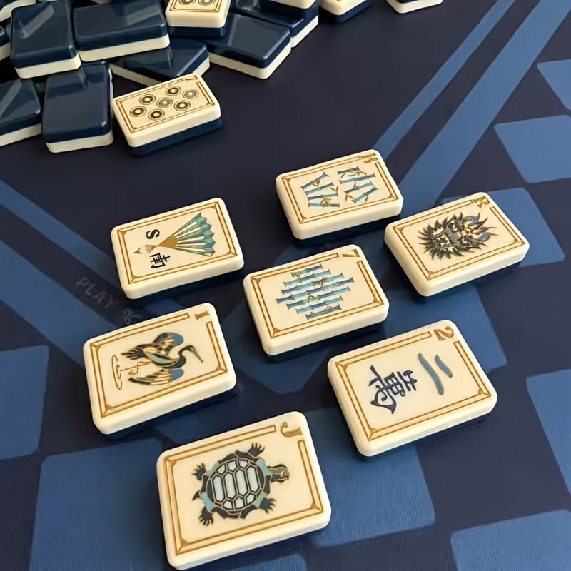 Navy & Gold American Mahjong Set - 160 Acrylic Tiles, Mat, Storage Bag & Accessories 5 Navy & Gold American Mahjong Set - 160 Acrylic Tiles, Mat, Storage Bag & Accessories - Image 5