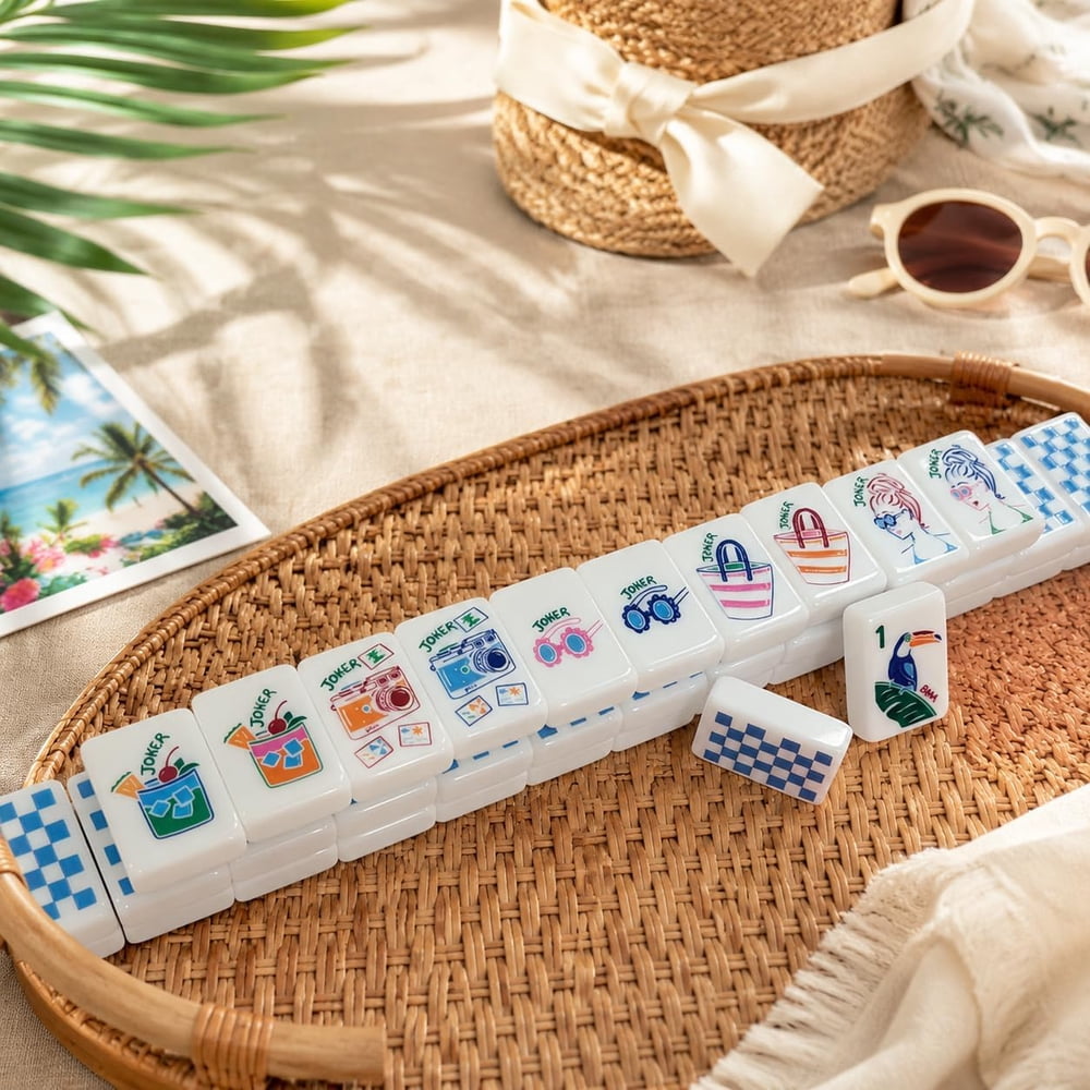 Summer Travel American Mahjong Set - 160 Acrylic Tiles, Mat, Storage Bag & Accessories 4 Summer Travel American Mahjong Set - 160 Acrylic Tiles, Mat, Storage Bag & Accessories - Image 4