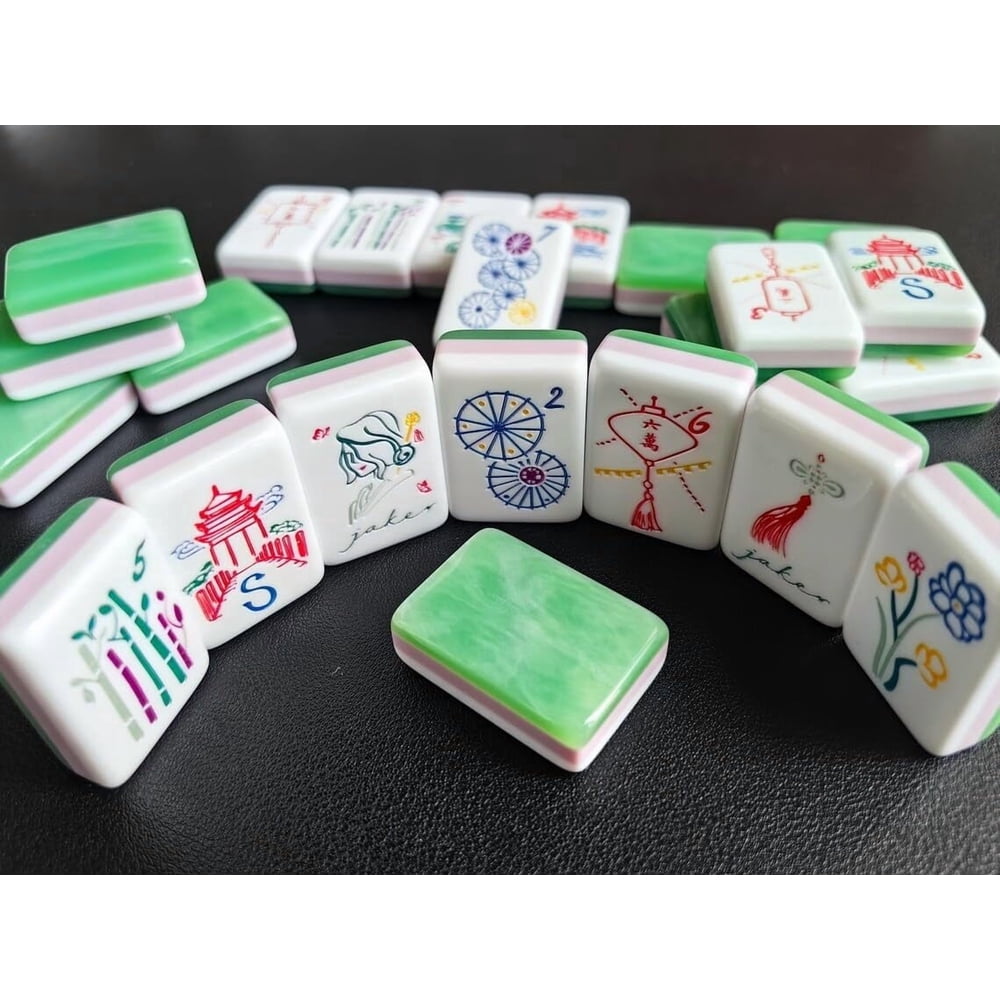 Green Jade Texture American Mahjong Set - 160 Acrylic Tiles, Mat, Storage Bag & Accessories 7 Green Jade Texture American Mahjong Set - 160 Acrylic Tiles, Mat, Storage Bag & Accessories - Image 7