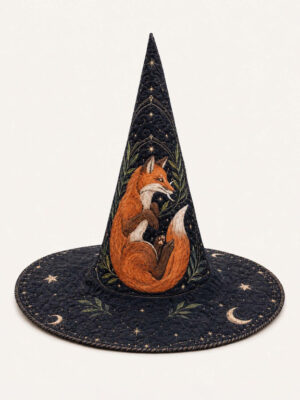 Celestial Fox Moonlight Woodland Quilted Witch Hat