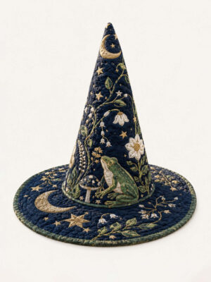Frog Mushroom Celestial Woodland Quilted Witch Hat