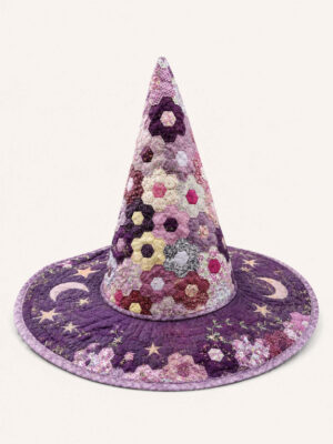 Purple Floral Moon Cottagecore Quilted Witch Hat