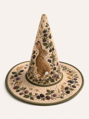 Woodland Owl Floral Vintage Quilted Witch Hat