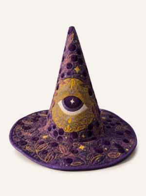 Purple Evil Eye Celestial Mystic Quilted Witch Hat