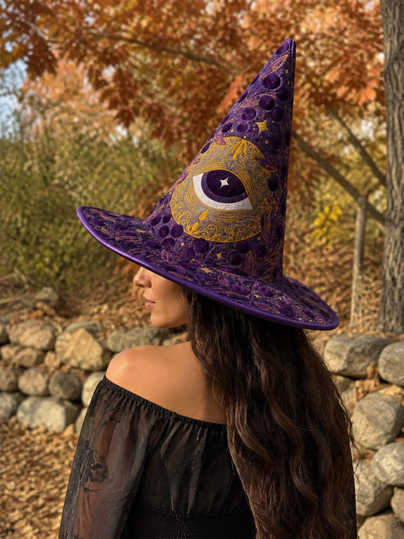 Purple Evil Eye Celestial Mystic Quilted Witch Hat 2 Purple Evil Eye Celestial Mystic Quilted Witch Hat - Image 2