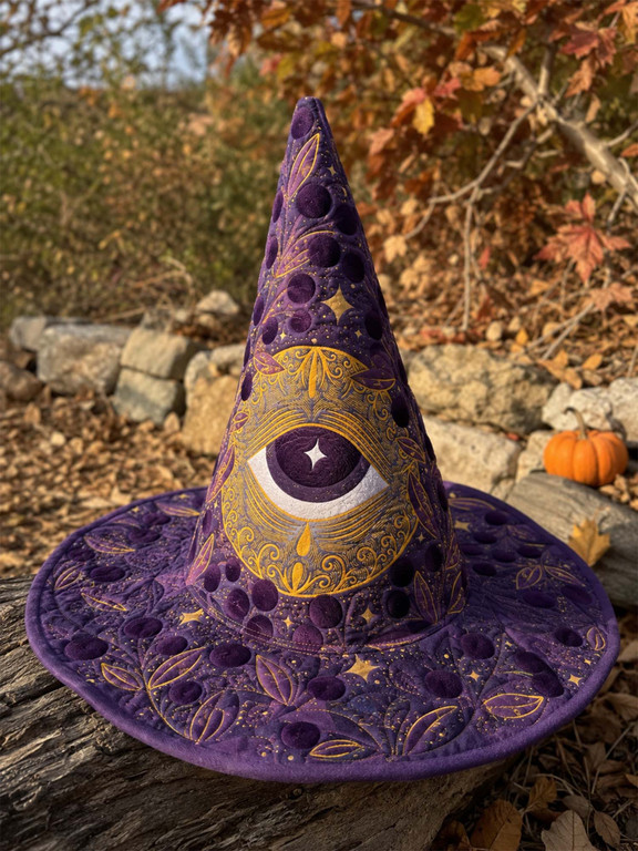 Purple Evil Eye Celestial Mystic Quilted Witch Hat 3 Purple Evil Eye Celestial Mystic Quilted Witch Hat - Image 3