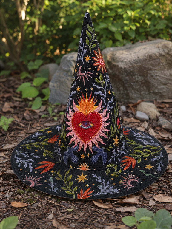 Sacred Heart Celestial Gothic Quilted Witch Hat 3 Sacred Heart Celestial Gothic Quilted Witch Hat - Image 3