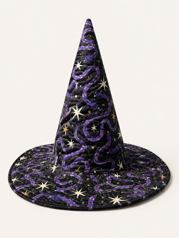 Purple Snake Moon Celestial Quilted Witch Hat 1 Purple Snake Moon Celestial Quilted Witch Hat