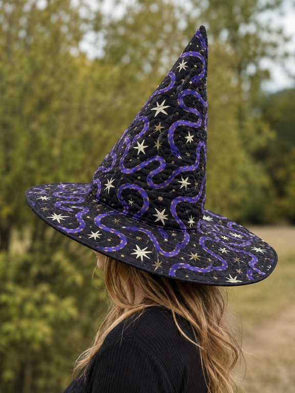 Purple Snake Moon Celestial Quilted Witch Hat 2 Purple Snake Moon Celestial Quilted Witch Hat - Image 2